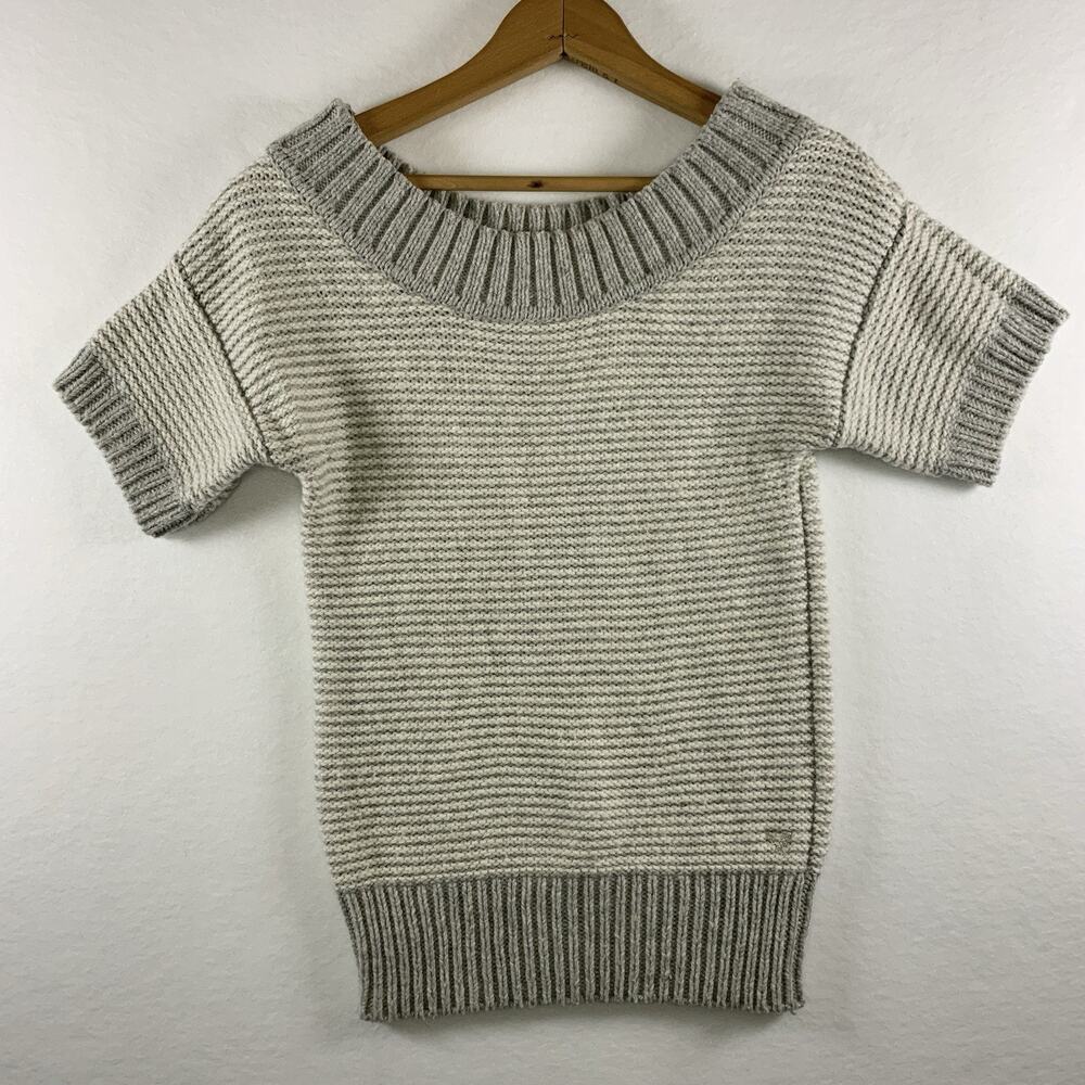 VTG American Eagle Womens Boat Neck Sweater Sz XS/S Gray Y2K Preppy Hong Kong